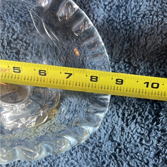 Vintage Murano Italy Art Glass Basket Clear with Chrome Base - Picture 5 of 8